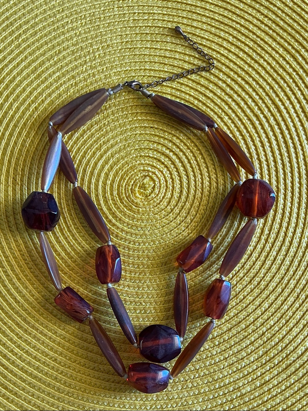 Classic Brown Beaded Double Strand Necklace